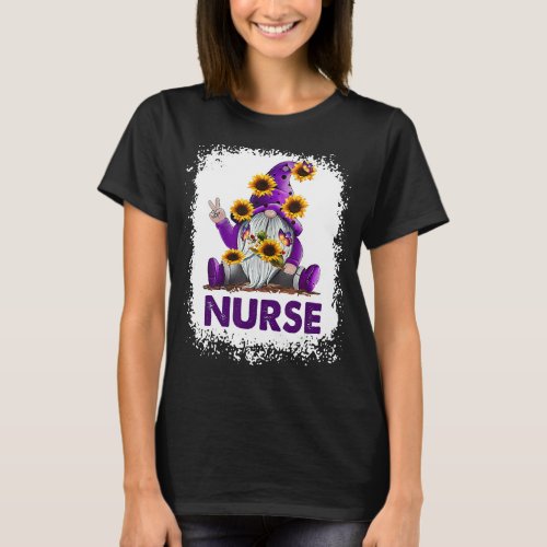 Sunflower Purple Gnome Nurse T_Shirt