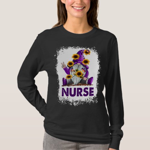 Sunflower Purple Gnome Nurse T_Shirt