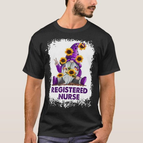 Sunflower Purple Gnome Registered Nurse Rn T_Shirt