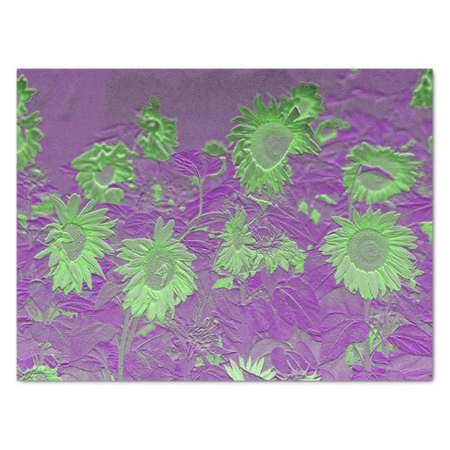 Sunflower Purple Green Floral Chic Decoupage Tissue Paper