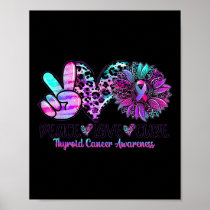 Sunflower Purple Pink Ribbon Thyroid Cancer Awaren Poster