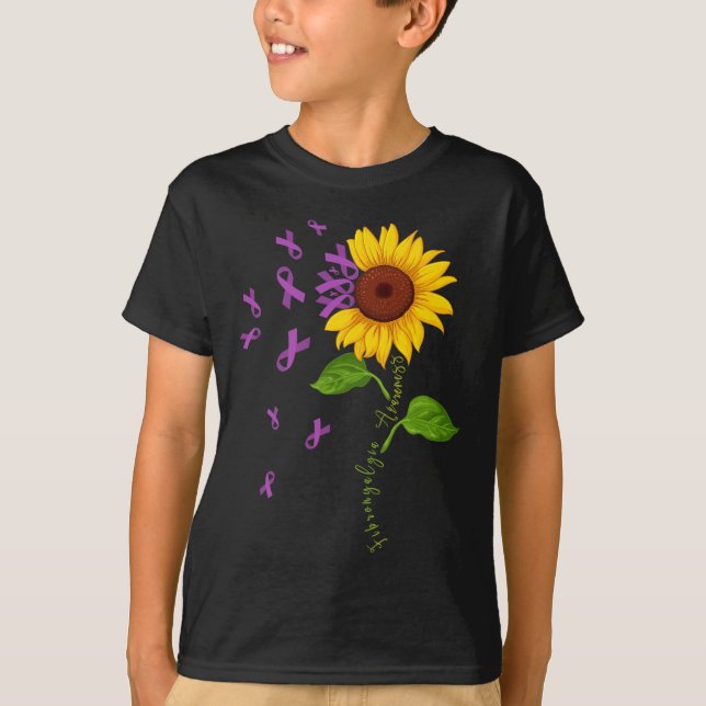 Sunflower Purple Ribbon Fibromyalgia Awareness Mon T-Shirt (Front)