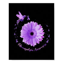 Sunflower Purple Ribbon Fibromyalgia Awareness Poster