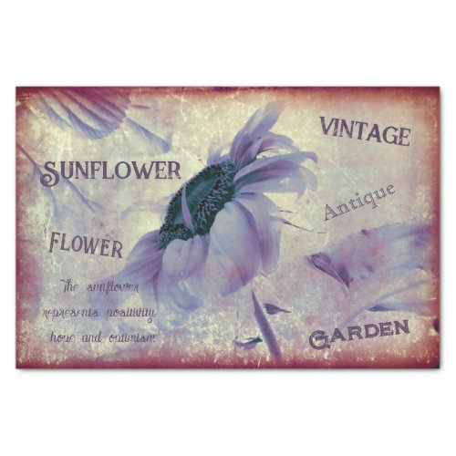 Sunflower Purple Sepia Vintage Ephemera Texture Tissue Paper