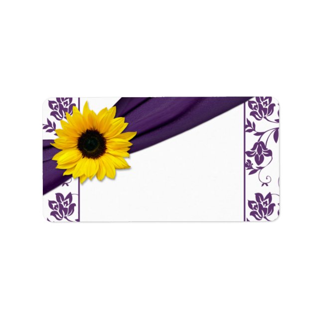 Sunflower Purple Wedding Blank Address Labels (Front)