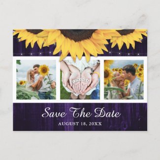 Sunflower Purple Wedding Photo Save The Date