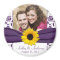 Sunflower Purple White Damask Wedding Magnet