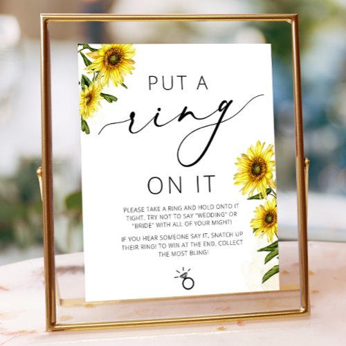 Sunflower Put A Ring on It Game Bridal Shower Sign