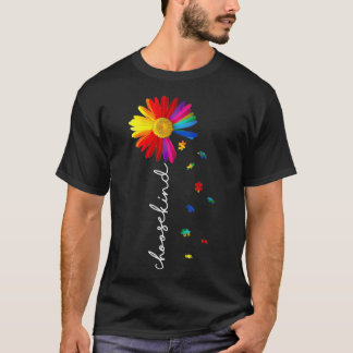 Sunflower Puzzle Autism Ribbon Choose Kind Autism  T-Shirt