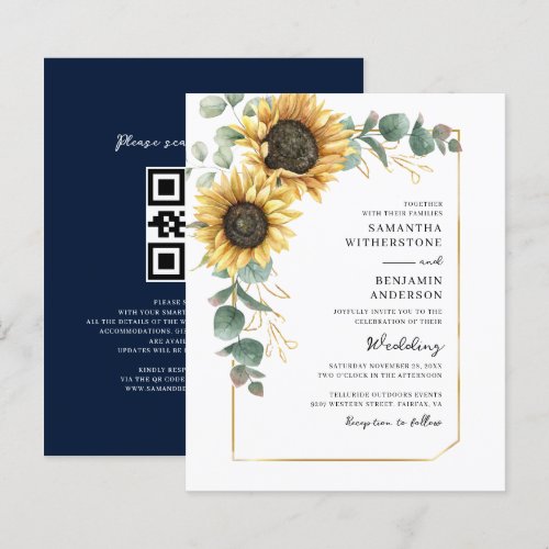 Sunflower QR Code All-in-One Wedding Invitation