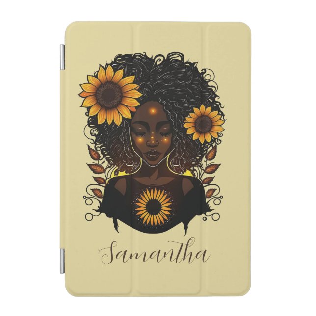 Sunflower Queen Afro Woman iPad Mini Cover (Front)