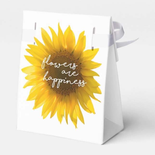 Sunflower quote "flowers are happiness" favor boxes (Back Side)