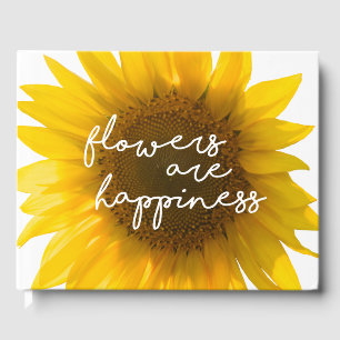 Sunflower quote "flowers are happiness" guest book