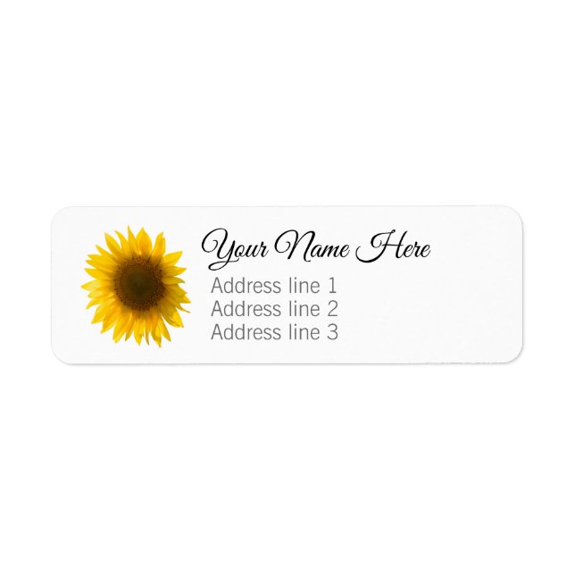 Sunflower quote "flowers are happiness" label (Front)