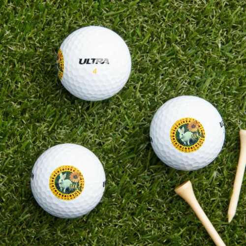 Sunflower Rabbit Sunshine Golf Balls