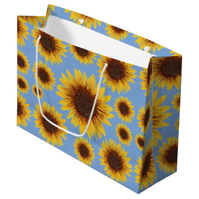 Sunflower Rain Large Gift Bag (Front Angled)