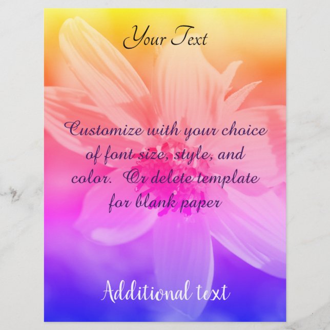 Sunflower Rainbow Colors      Letterhead (Front)