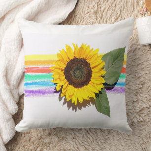 Sunflower Rainbow Decorative for Kids Throw Pillow