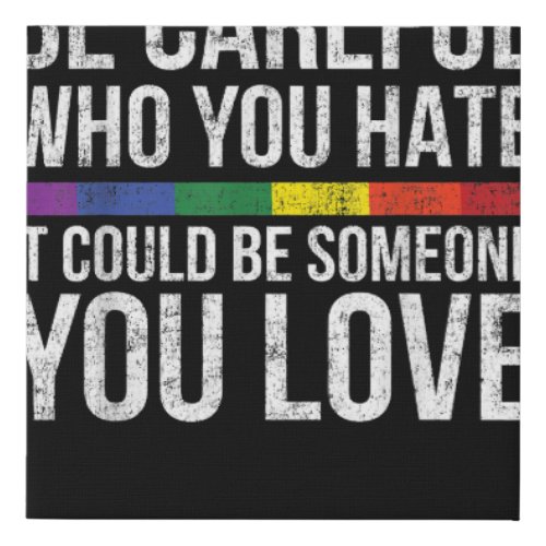 Sunflower Rainbow Love Is Love LGBT Lesbian Gay Pr Faux Canvas Print