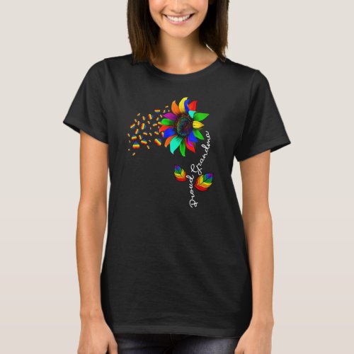Sunflower Rainbow Proud Grandma Ally LGBT Pride T_Shirt