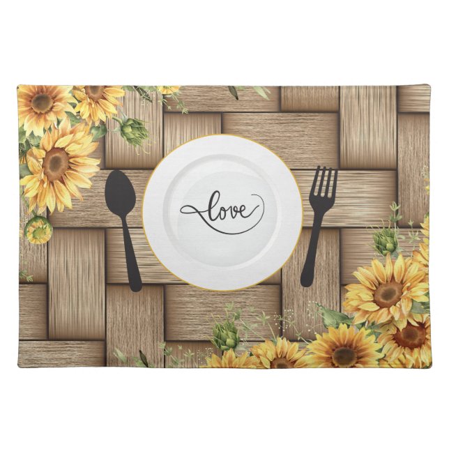 Sunflower Rattan Placemats Cotton Dining Table Mat (Front)