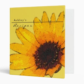 Sunflower Recipe 3 Ring Notebook 3 Ring Binder by Visages at Zazzle