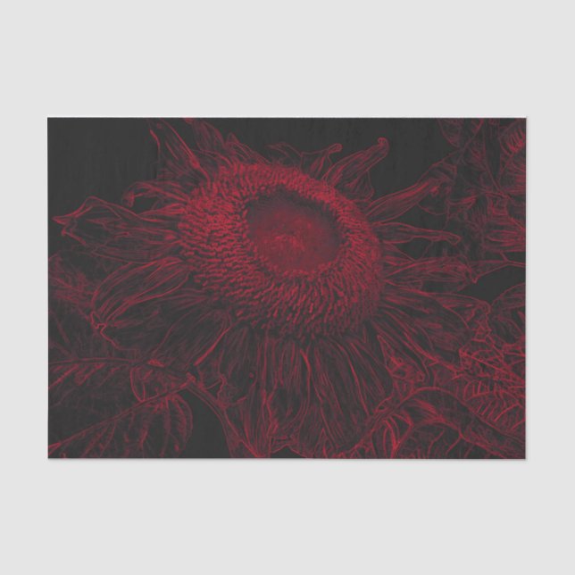 Sunflower Red Black Floral Art Decoupage Tissue Paper (Front)
