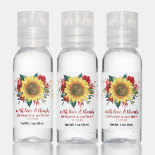 Sunflower Red Floral String Lights Wedding Hand Sanitizer