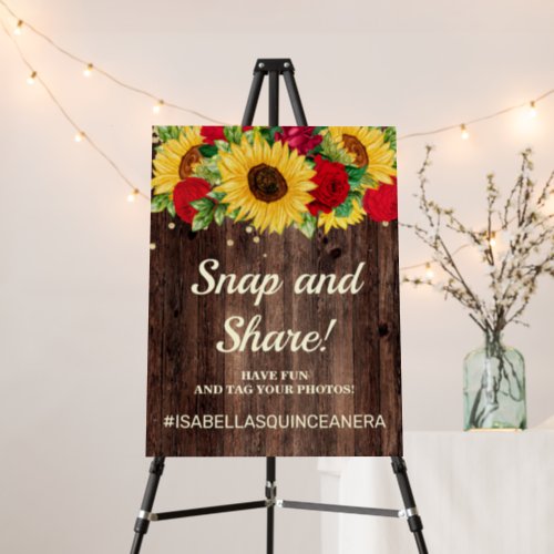 Sunflower Red Roses Hashtag Your Photos Party  Foam Board