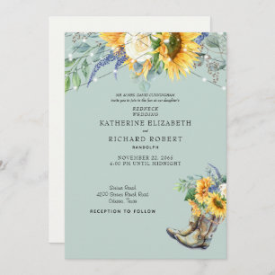 Sunflower Redneck Boots Lights Invitation