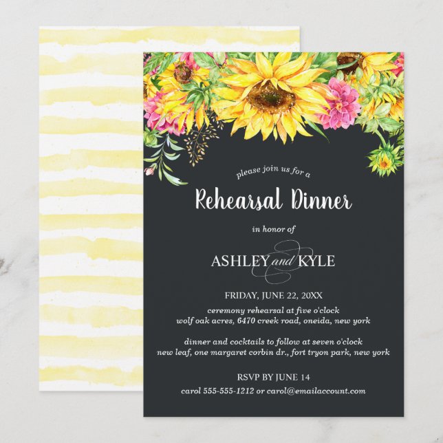 Sunflower Rehearsal Dinner Invitation (Front/Back)