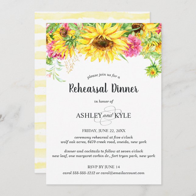 Sunflower Rehearsal Dinner Invitation (Front/Back)