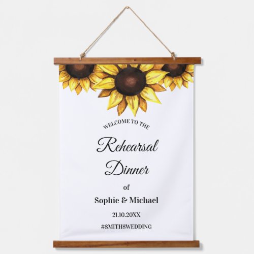 Sunflower Rehearsal Dinner Welcome  Hanging Tapestry