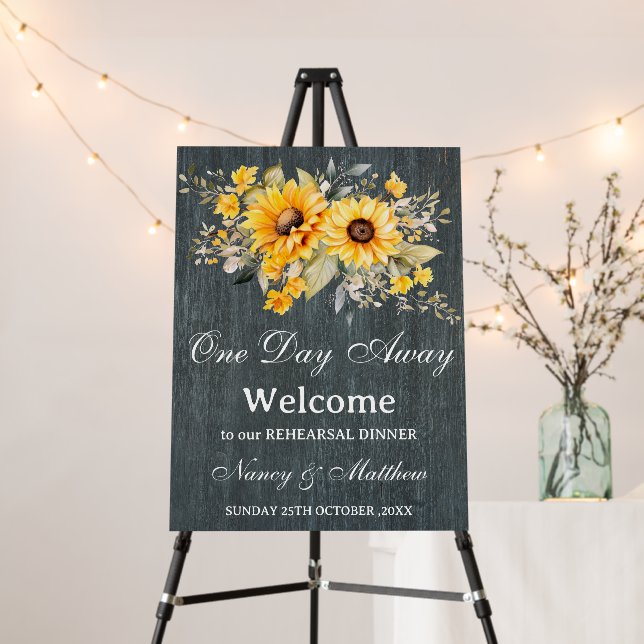 Sunflower Rehearsal Dinner Welcome Sign (In Situ (Stand))