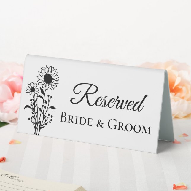 Sunflower Reserved Bride Groom Floral Wedding Table Tent (In SItu (Wedding))