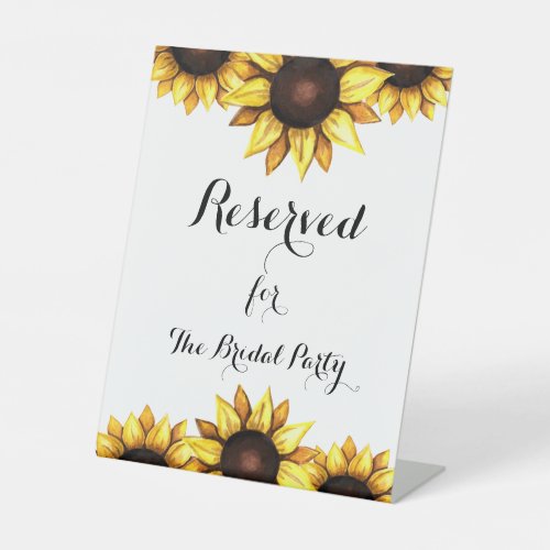 Sunflower Reserved Floral Party Yellow White Pedestal Sign