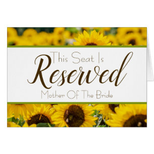 Sunflower Reserved Seat Wedding Sign Cards