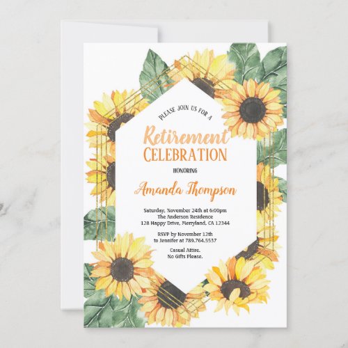 Sunflower Retirement Celebration Dinner Invitation