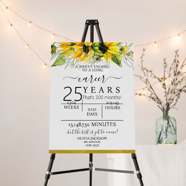 Sunflower Retirement Sign – Sweet Ending to Career (In Situ (Stand))