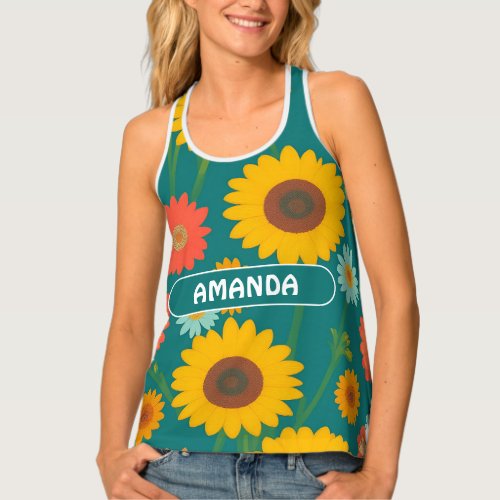 Sunflower Retro Colorful Personalized Pattern Tank Top