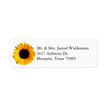 Sunflower Return Address Label by Myweddingday at Zazzle