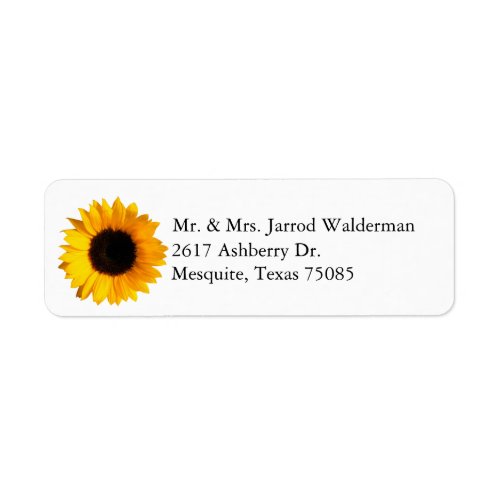 Sunflower Return Address Label