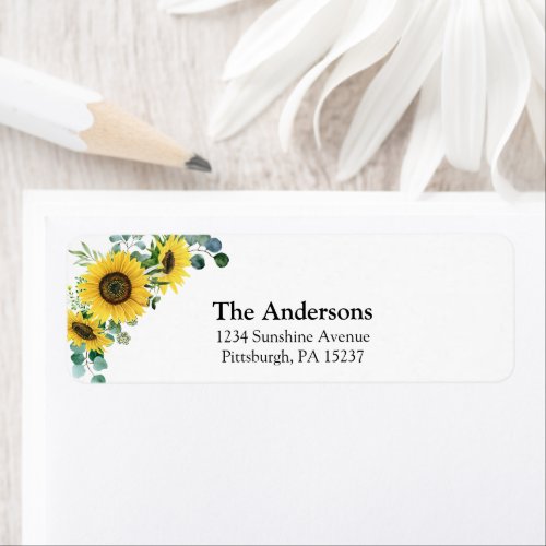 Sunflower Return Address Label