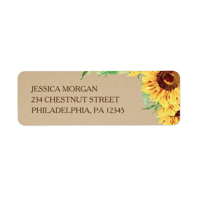Sunflower Return Address Label Wedding (Front)