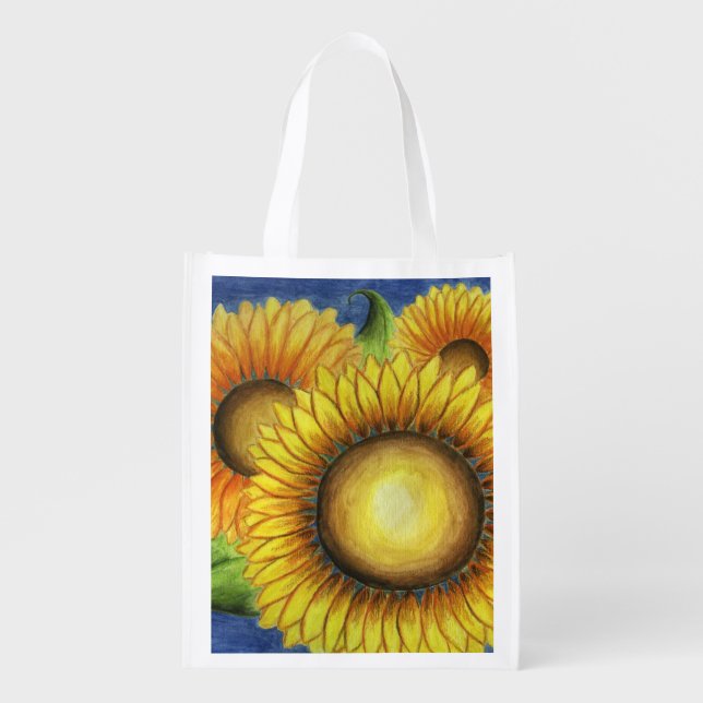 Sunflower Reusable Grocery Tote Bag Gift (Front)