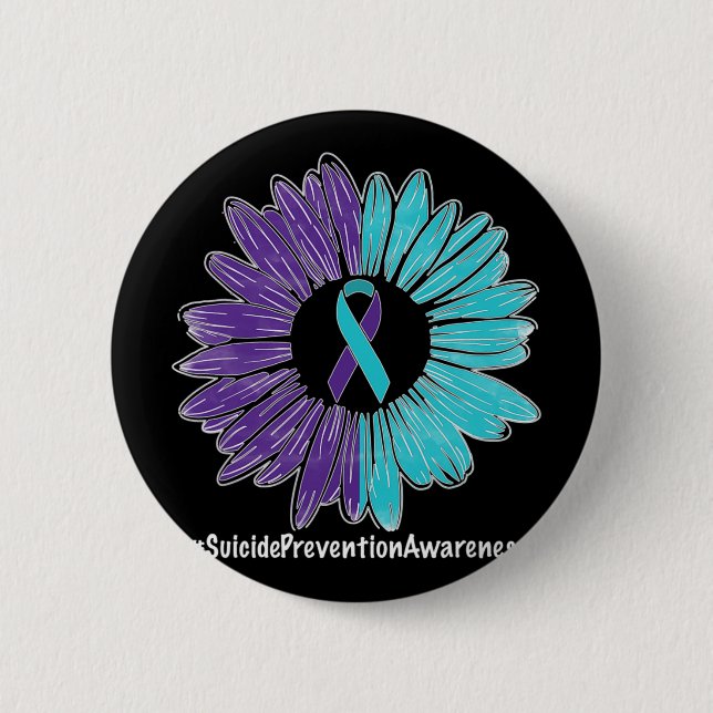 Sunflower Ribbon Suicide Prevention Awareness  Button (Front)