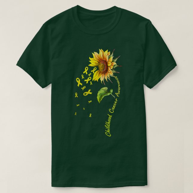 Sunflower Ribbon Support Childhood Cancer Awarenes T-Shirt (Design Front)