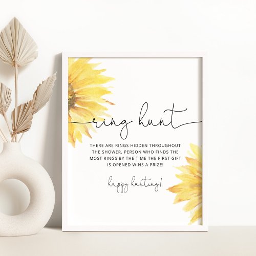Sunflower ring hunt bridal shower game poster