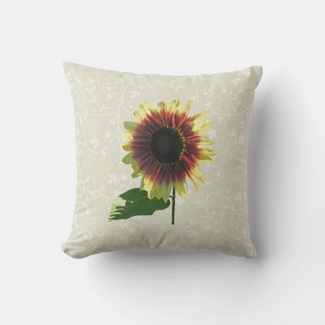 Sunflower Ring of Fire Throw Pillow (Front)