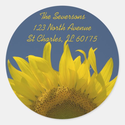 Sunflower Rising Return Address Classic Round Sticker